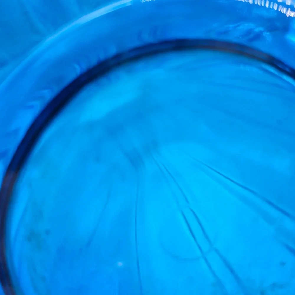 Vintage MCM‎ LE Smith Crystal Blue Swung Glass Ribbed Floor Vase 18 Inch